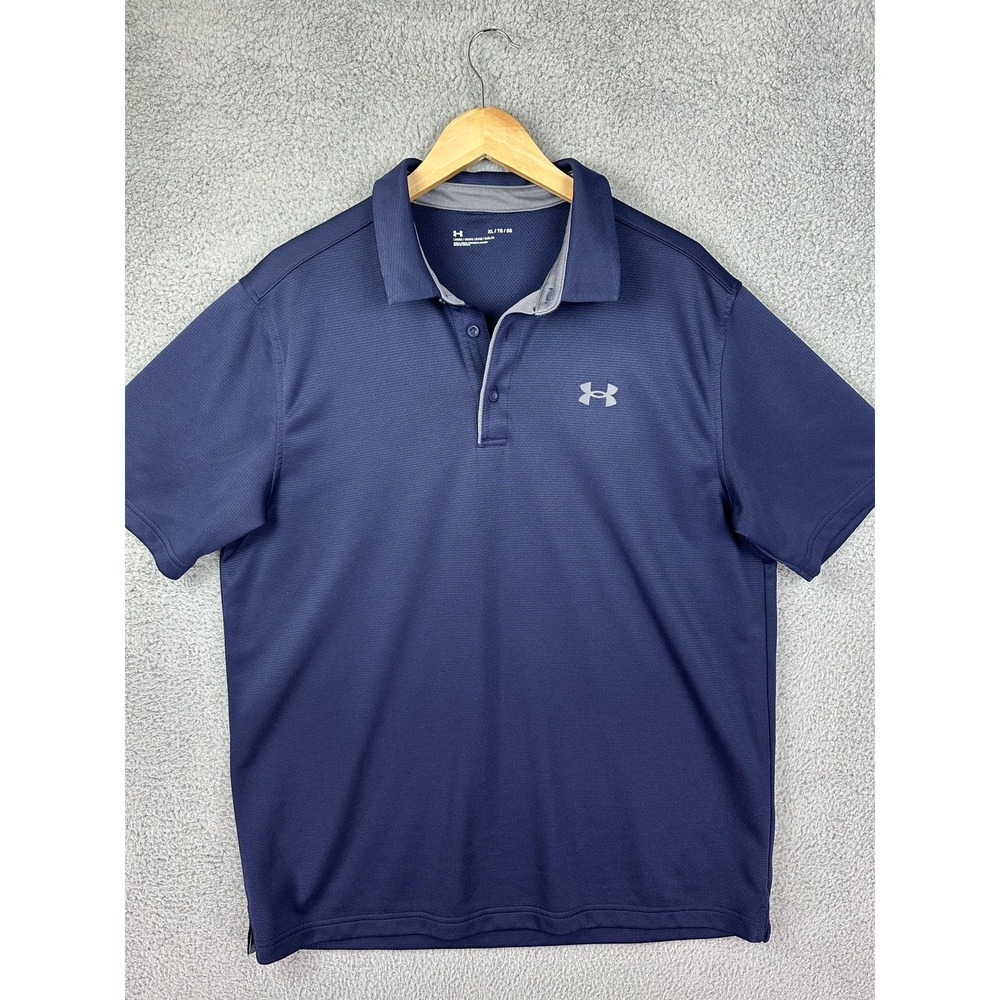 Under Armour Polo Shirt Mens Extra Large Navy Blue Loose Fit Golf Performance
